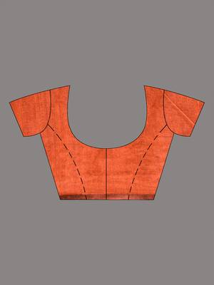 Orange cotton soft saree with stripe pattern 4