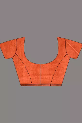 Orange cotton soft saree with stripe pattern