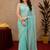 Sky blue soft shimmer chiffon embroidery work saree with unstitched blouse piece