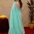 Sky blue soft shimmer chiffon embroidery work saree with unstitched blouse piece
