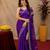 Plum soft shimmer chiffon embroidery work saree with unstitched blouse piece