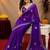 Plum soft shimmer chiffon embroidery work saree with unstitched blouse piece