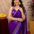 Plum soft shimmer chiffon embroidery work saree with unstitched blouse piece