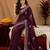 Wine soft shimmer chiffon embroidery work saree with unstitched blouse piece