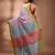 Light violet cotton soft saree with stripe pattern