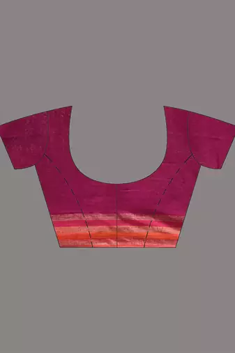 Magenta cotton soft saree with stripe pattern