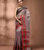 White bengal tant pure cotton saree with zari border