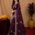 Wine soft shimmer chiffon embroidery work saree with unstitched blouse piece