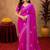Rani pink soft shimmer chiffon embroidery work saree with unstitched blouse piece