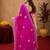 Rani pink soft shimmer chiffon embroidery work saree with unstitched blouse piece