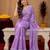 Lavender soft shimmer chiffon embroidery work saree with unstitched blouse piece