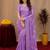 Lavender soft shimmer chiffon embroidery work saree with unstitched blouse piece