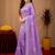 Lavender soft shimmer chiffon embroidery work saree with unstitched blouse piece