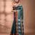 Teal bengal tant pure cotton saree with red border