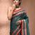Teal bengal tant pure cotton saree with red border
