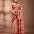 Beige bengal tant pure cotton saree with red border