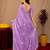Lavender soft shimmer chiffon embroidery work saree with unstitched blouse piece