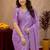Lavender soft shimmer chiffon embroidery work saree with unstitched blouse piece