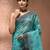 Mint green tant pure cotton saree with charcoal woven border