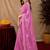 Baby pink soft shimmer chiffon embroidery work saree with unstitched blouse piece
