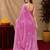 Baby pink soft shimmer chiffon embroidery work saree with unstitched blouse piece