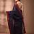 Midnight blue tant pure cotton saree with magenta woven border
