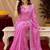 Baby pink soft shimmer chiffon embroidery work saree with unstitched blouse piece