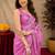 Baby pink soft shimmer chiffon embroidery work saree with unstitched blouse piece