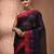 Midnight blue tant pure cotton saree with magenta woven border