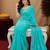 Sea green soft shimmer chiffon embroidery work saree with unstitched blouse piece