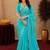 Sea green soft shimmer chiffon embroidery work saree with unstitched blouse piece