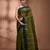Olive green tant pure cotton saree with navy blue woven border