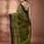 Olive green tant pure cotton saree with navy blue woven border