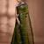 Olive green tant pure cotton saree with navy blue woven border