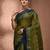 Olive green tant pure cotton saree with navy blue woven border