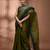 Olive green tant pure cotton saree with navy blue woven border