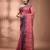 Peach pink tant pure cotton saree with violet woven border