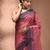 Peach pink tant pure cotton saree with violet woven border
