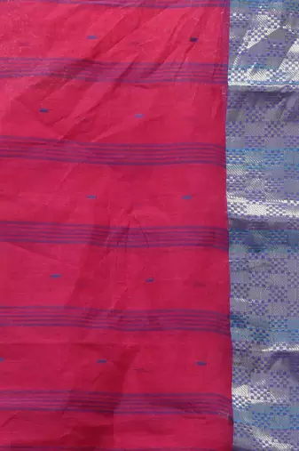 Pink tant pure cotton saree with zari border