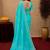 Sea green soft shimmer chiffon embroidery work saree with unstitched blouse piece