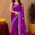 Purple soft shimmer chiffon embroidery work saree with unstitched blouse piece