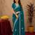 Bottle green soft shimmer chiffon embroidery work saree with unstitched blouse piece