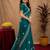 Bottle green soft shimmer chiffon embroidery work saree with unstitched blouse piece