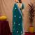 Bottle green soft shimmer chiffon embroidery work saree with unstitched blouse piece