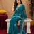 Bottle green soft shimmer chiffon embroidery work saree with unstitched blouse piece