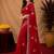 Red soft shimmer chiffon embroidery work saree with unstitched blouse piece