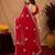 Red soft shimmer chiffon embroidery work saree with unstitched blouse piece
