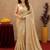 Gold soft shimmer chiffon embroidery work saree with unstitched blouse piece