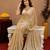Gold soft shimmer chiffon embroidery work saree with unstitched blouse piece