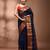 Navy blue tant pure cotton saree with zari border